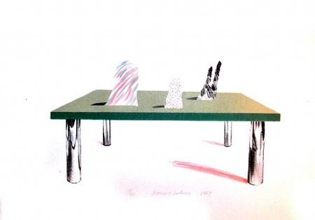 Litografía Hockney - Glass Table with Objects