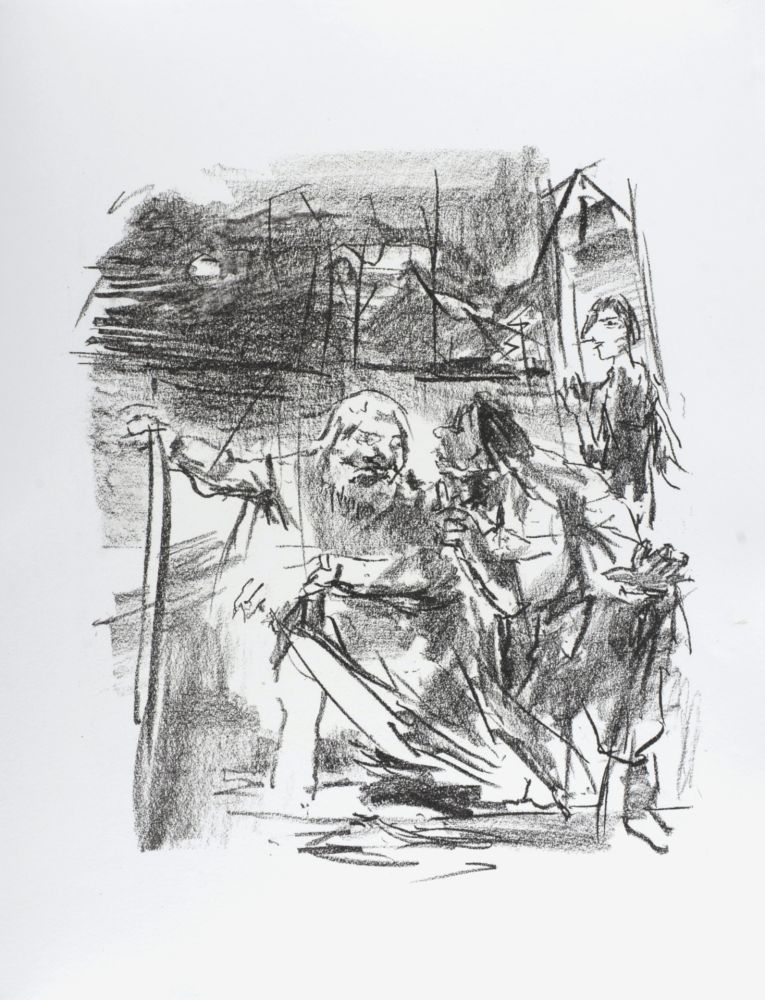 Litografía Kokoschka - Gloucester led by an old man, 1963