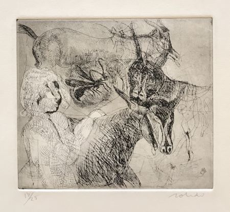 Grabado Toledo - Goats with Woman 