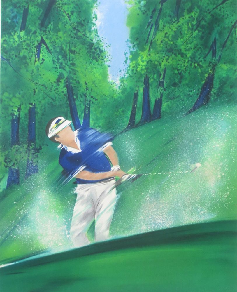 Litografía Spahn - Golfeur bleu