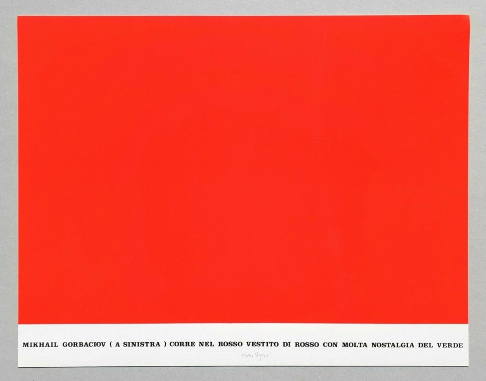 Serigrafía Isgro - Gorbaciov corre nel rosso (Storie rosse)