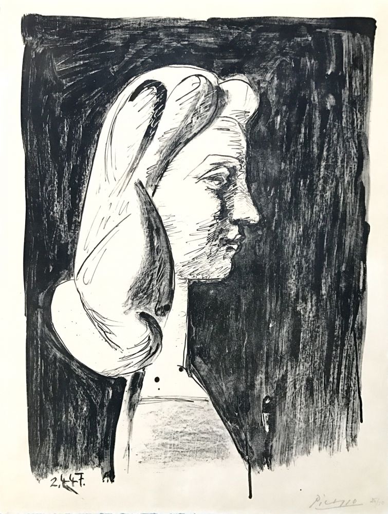 Litografía Picasso - Grand Profil  (Francoise Gilot)