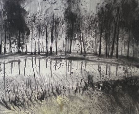 Sin Técnico Havaux - Grande Aquarelle sur papier signée Forêt