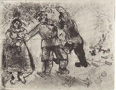 Aguafuerte Chagall - GRIGORI VA TOUJOURS ET TU N'ARRIVERAS PAS