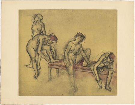 Aguafuerte Y Aguatinta Degas - Groupe de danseuses (étude du nus et mouvements. 1897)