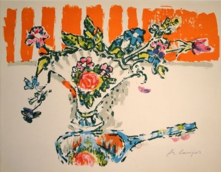 Litografía Carigiet - (Handspiegel vor Blumenvase