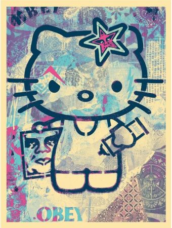 Serigrafía Fairey - Hello Kitty - Blue