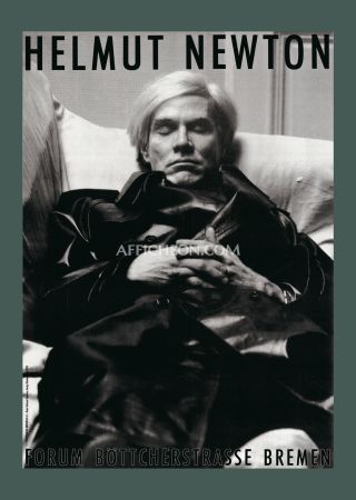 Litografía Newton - Helmut Newton: 'Andy Warhol, Paris, 1974' 1983 Offset-lithtograph