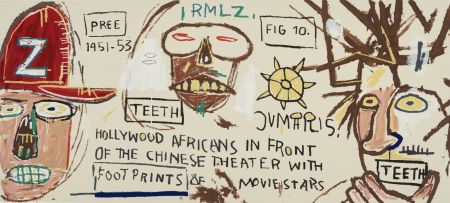 Serigrafía Basquiat - Hollywood Africans in front of the Chinese Theatre with Footprints of Movie Stars