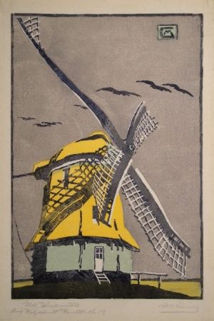 Grabado En Madera Cunz - Holländische Windmühle