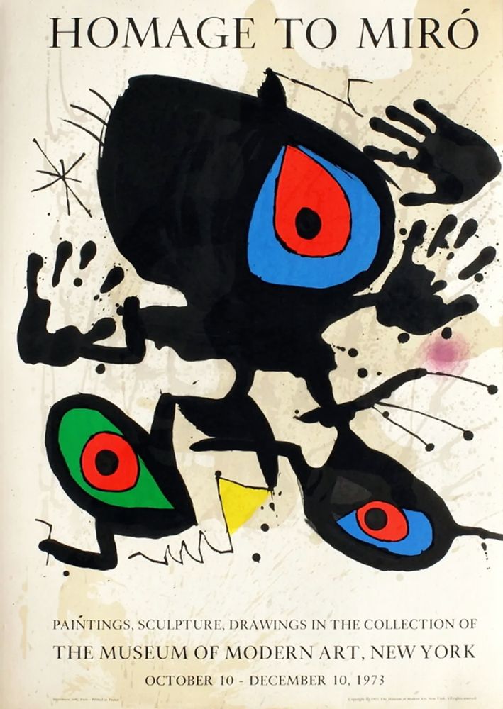 Sin Técnico Miró - HOMAGE TO MIRO. Expo au MoMA de New York. 1973. Affiche originale.
