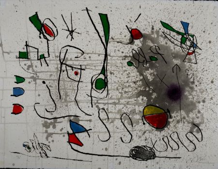 Grabado Miró - Homage to Picasso, 1972 - Hand-signed