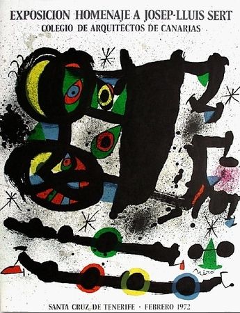 Litografía Miró - Homenaje A Josep-Lluis Sert