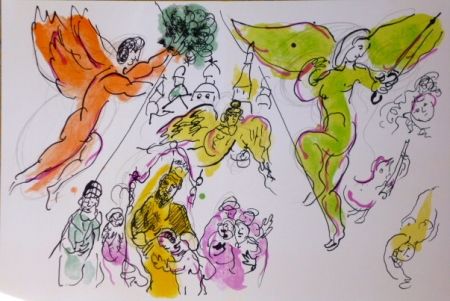 Litografía Chagall - Hommage a Garnier