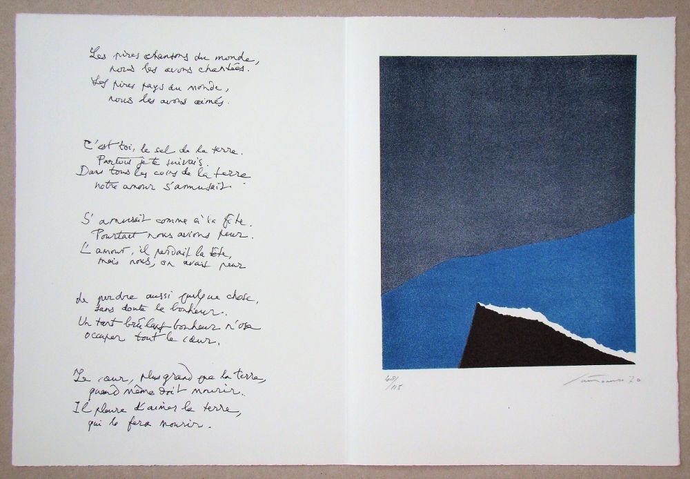 Litografía Santomaso - Hommage à Jean Cassou, 1970