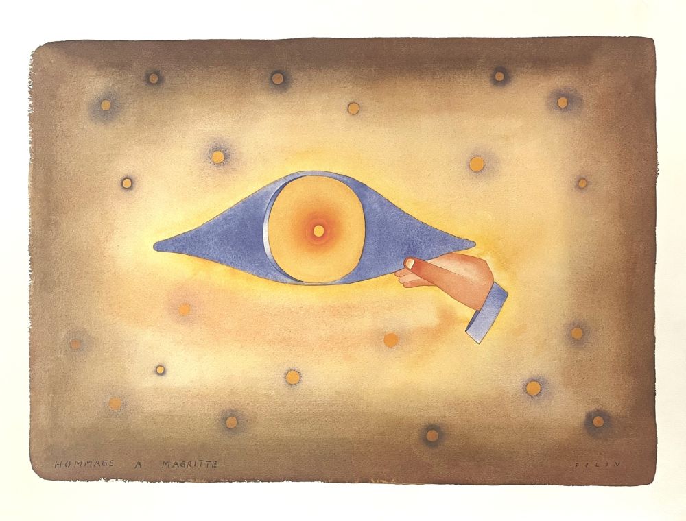 Litografía Folon - Hommage à Magritte