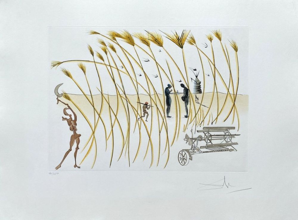Grabado Dali - Hommage à Vinci : La moissonneuse