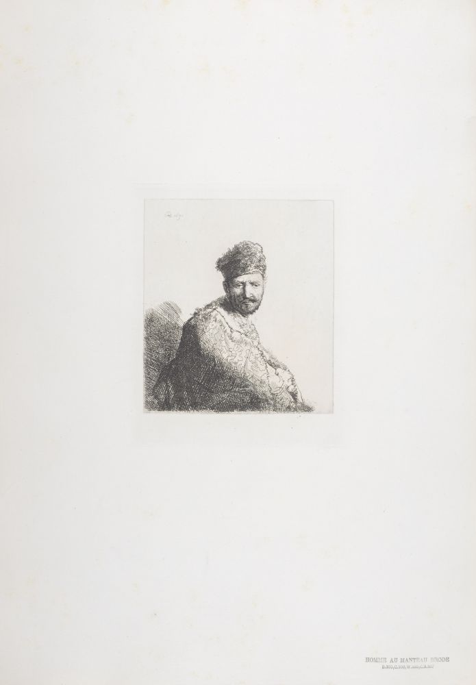 Heliograbado Rembrandt - Homme au manteau brode