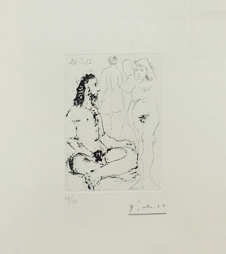Grabado Picasso - HOMME NU ASSIS EN TAILLEUR (BLOCH 1600)