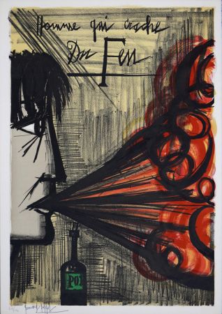 Litografía Buffet - Homme qui crache du feu, 1968 - Hand-signed!