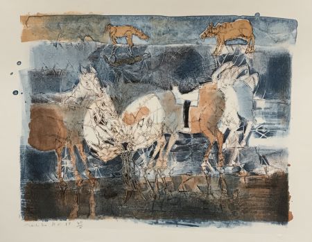 Litografía Toledo - Horses