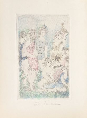 Grabado Laurencin - Huit filles dans un pré