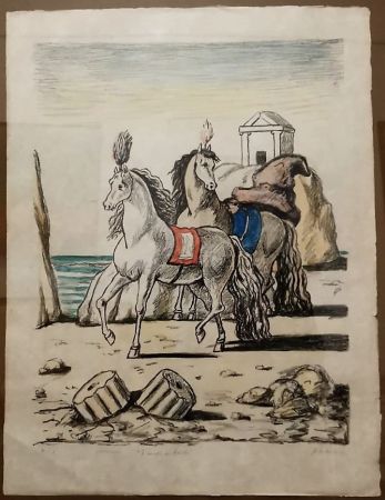 Litografía De Chirico - I cavalli di Achille.