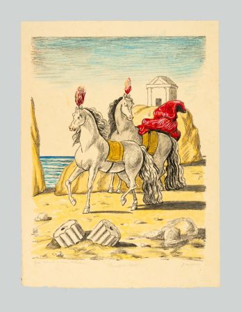 Litografía De Chirico - I cavalli di Achille