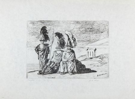 Litografía De Chirico - I guerrieri di ritorno da Troia