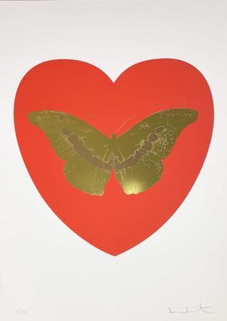Serigrafía Hirst - I Love You -  Red/ Oriental Gold/ Cool Gold