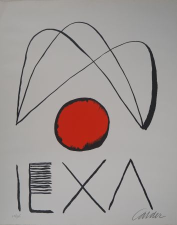 Litografía Calder - IEXA : Strings and Red Ball