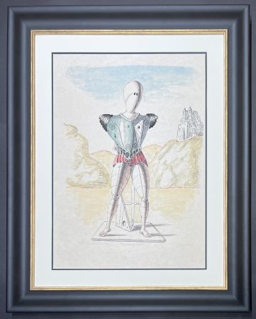 Litografía De Chirico - Il risveglio del Trovatore (hand-colored by artist )