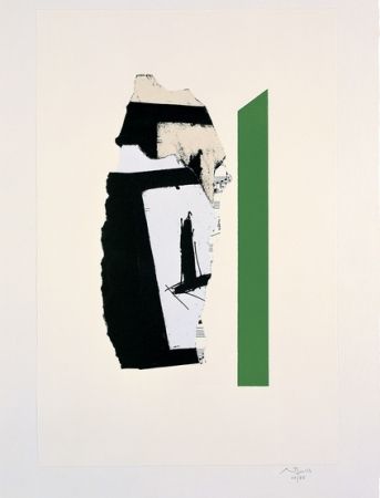 Litografía Motherwell - In White with Green Stripe
