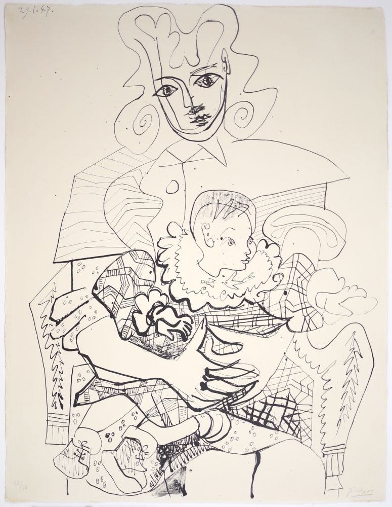 Litografía Picasso - Ines et son Enfant