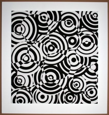 Grabado En Madera Asis - Interferences cercles noir et blanc