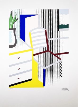Serigrafía Lichtenstein - Interior with Chair from the Leo Castelli 90th Birthday portfolio