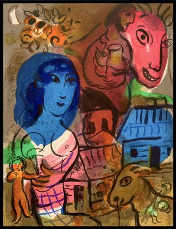 Litografía Chagall - Intimité - Hommage à Marc Chagall 