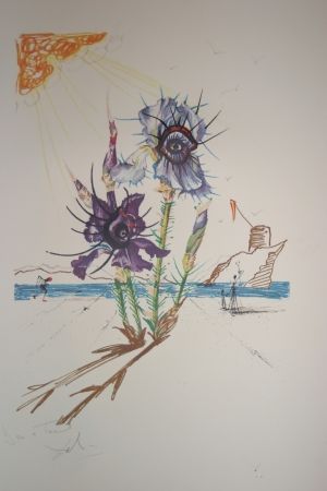 Litografía Dali - Iris of Dalí's Youth (surrealistic flowers)