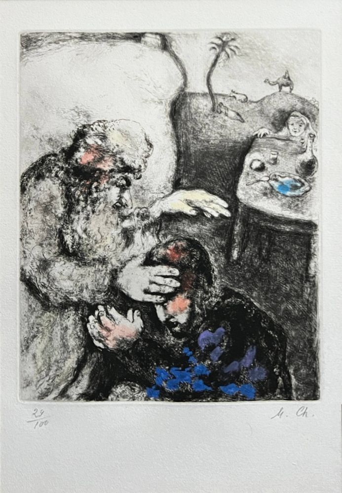 Aguafuerte Chagall - Jacob béni par Isaac