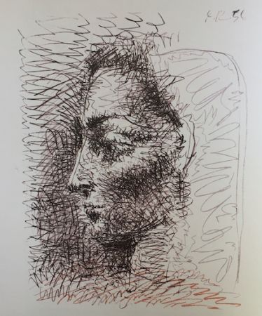 Litografía Picasso - Jacqueline de profil
