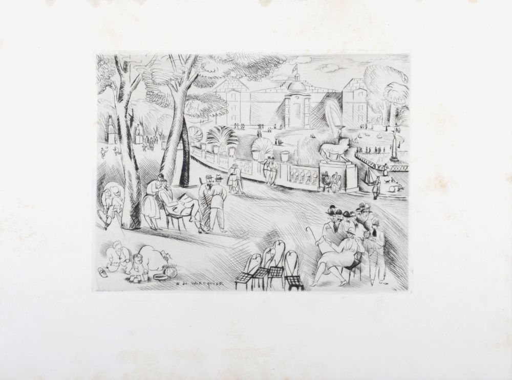 Grabado Waroquier - Jardin du Luxembourg
