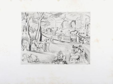 Grabado Waroquier - Jardin du Luxembourg