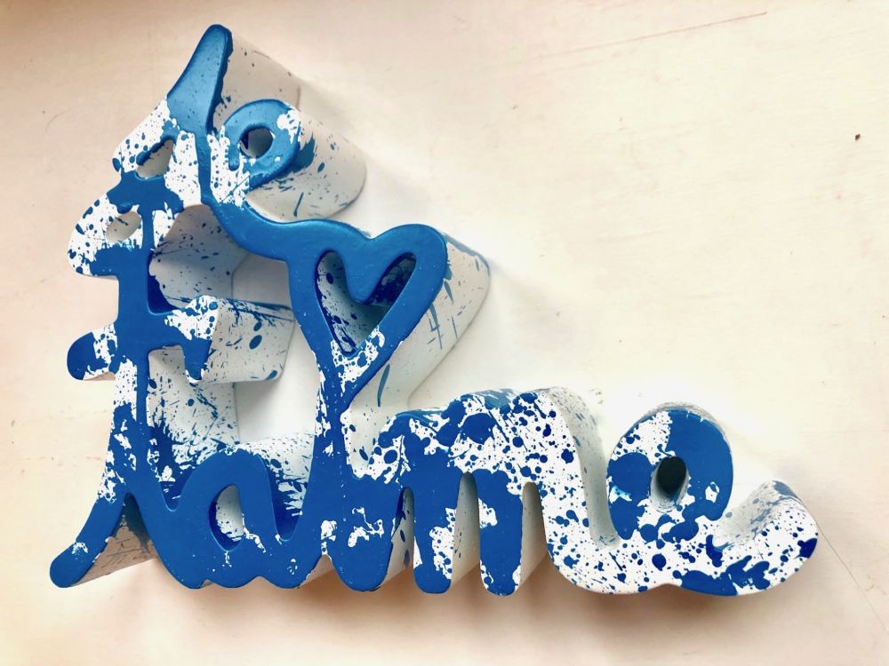 Múltiple Mr. Brainwash - Je t`aime Splash blue sculpture