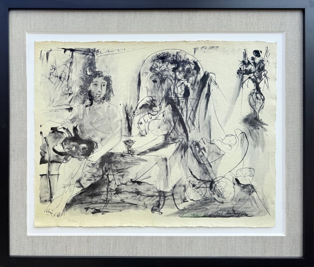 Litografía Picasso - Jeune faune, femme et enfant