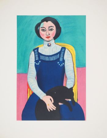 Litografía Matisse - Jeune femme au chat (Margueritte Matisse)