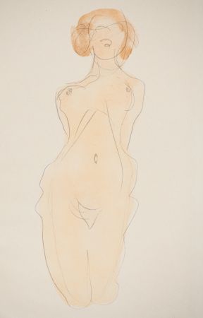 Litografía Rodin - Jeune femme nue posant