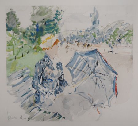 Litografía Morisot - Jeune femme à l'ombrelle