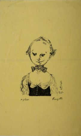 Litografía Foujita - Jeune Fille au bonnet, 1957