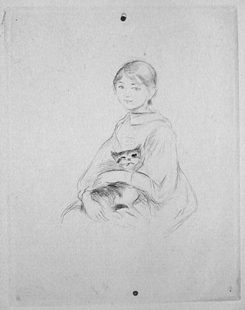 Punta Seca Morisot - Jeune fille au chat