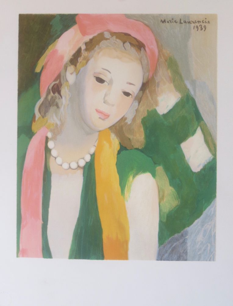 Litografía Laurencin - Jeune fille pensive